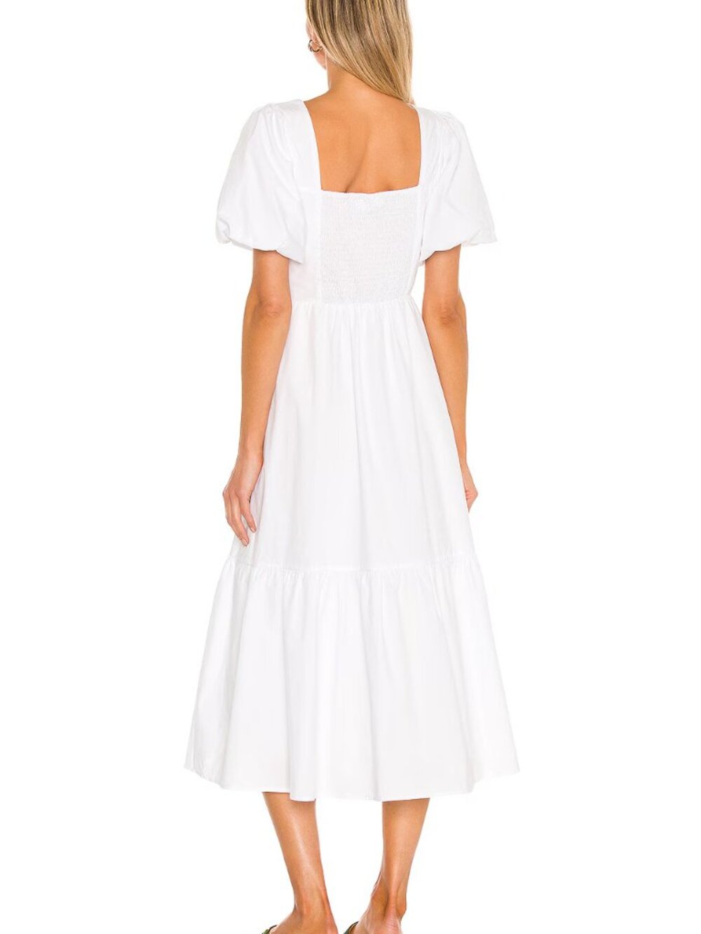 ASTR White Poplin Puff Sleeve Tiered Dress - Picture 5 of 12